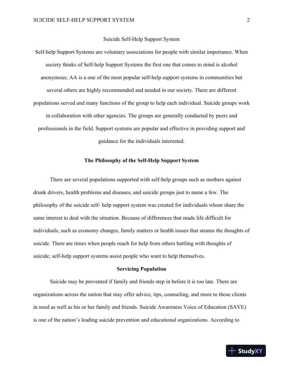 BSHS/471 Suicide Self-Help Support System, page 3