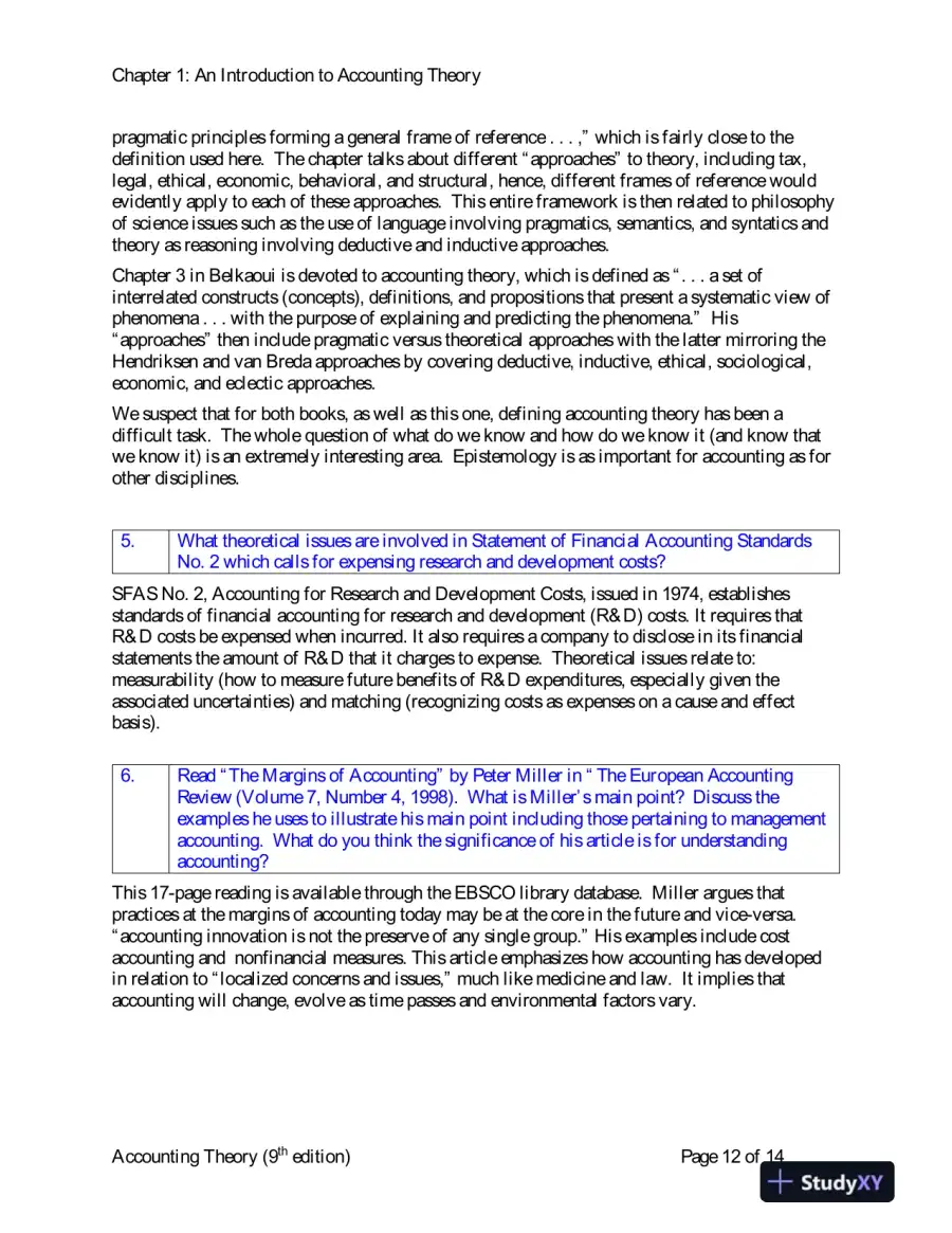 Solution Manual for Accounting Theory: Conceptual Issues in a Political and Economic Environment , 8th Edition, page 13