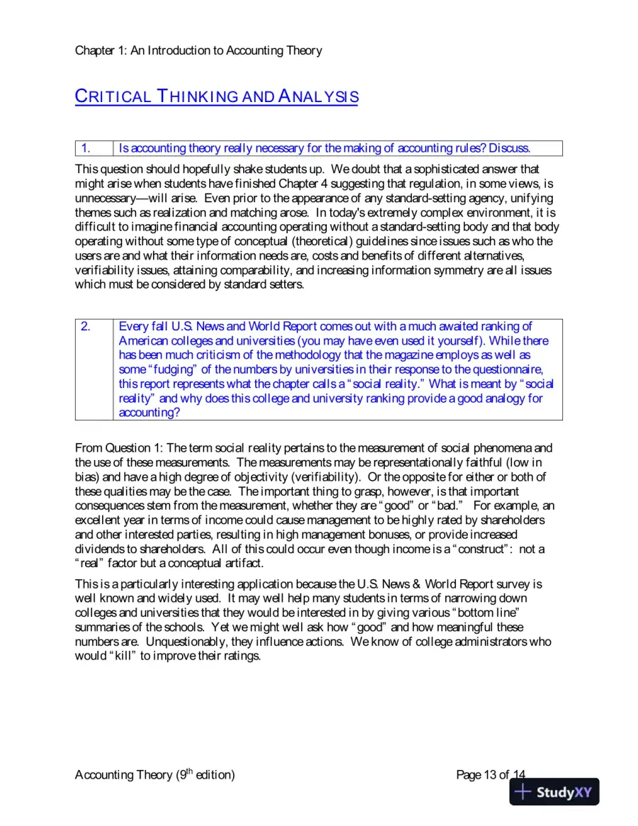 Solution Manual for Accounting Theory: Conceptual Issues in a Political and Economic Environment , 8th Edition, page 14