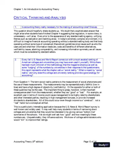 Solution Manual for Accounting Theory: Conceptual Issues in a Political and Economic Environment , 8th Edition - Page 14 preview image