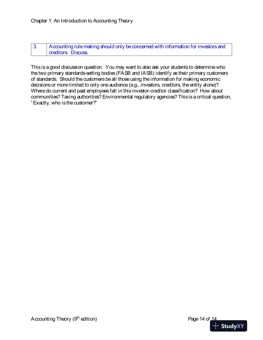 Solution Manual for Accounting Theory: Conceptual Issues in a Political and Economic Environment , 8th Edition, page 15