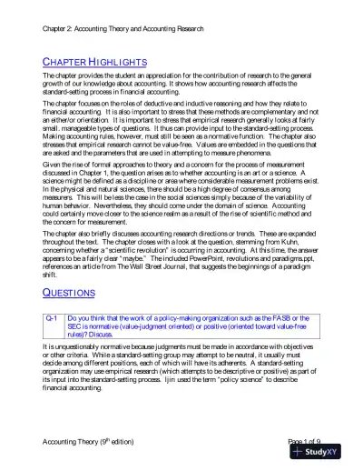 Solution Manual for Accounting Theory: Conceptual Issues in a Political and Economic Environment , 8th Edition - Page 16 preview image