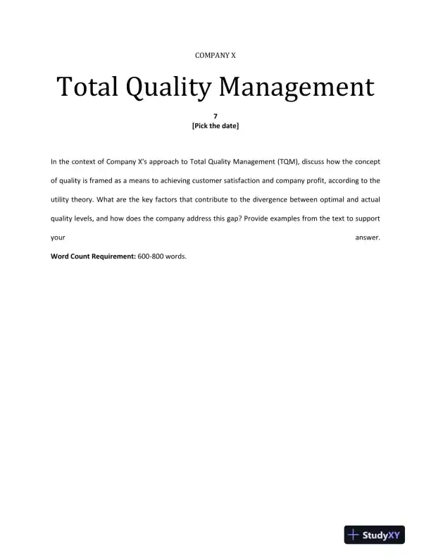 Total Quality Management - Page 1 preview image