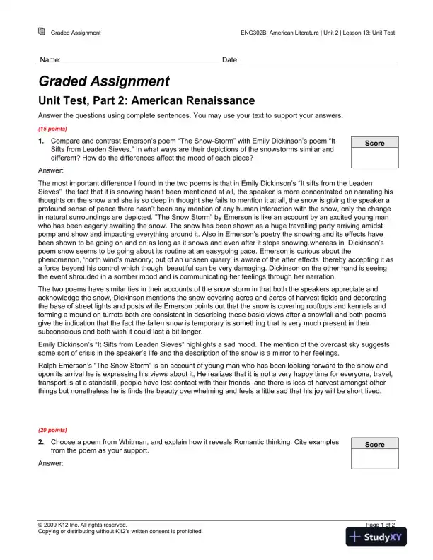 ENG302B: American Literature - Page 1 preview image