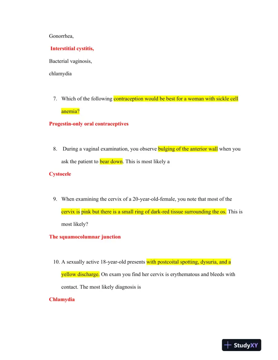 2020 NR602 Chamberlain College of Nursing Clinical Analysis Final Exam Week 8 With Answers (50 Solved Questions), page 3