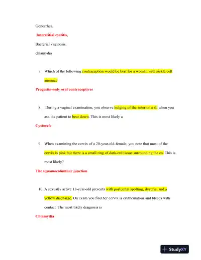 2020 NR602 Chamberlain College of Nursing Clinical Analysis Final Exam Week 8 With Answers (50 Solved Questions) - Page 3 preview image