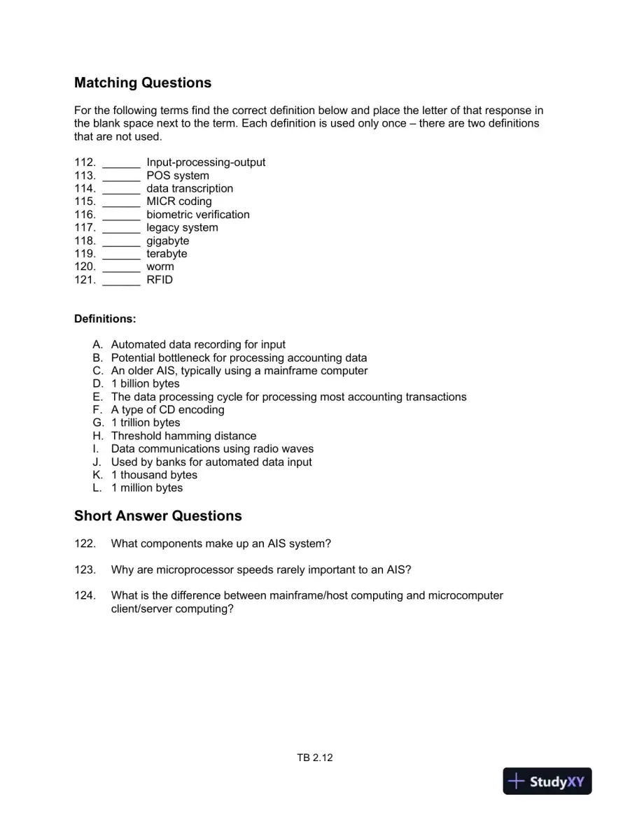 Test Bank For Core Concepts Of Accounting Information Systems, 12th Edition, page 13