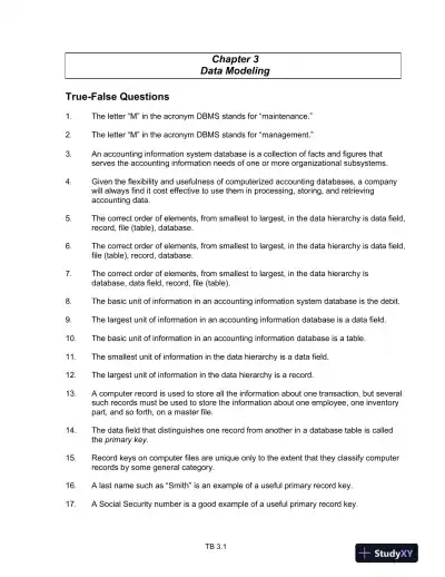 Test Bank For Core Concepts Of Accounting Information Systems, 12th Edition - Page 14 preview image