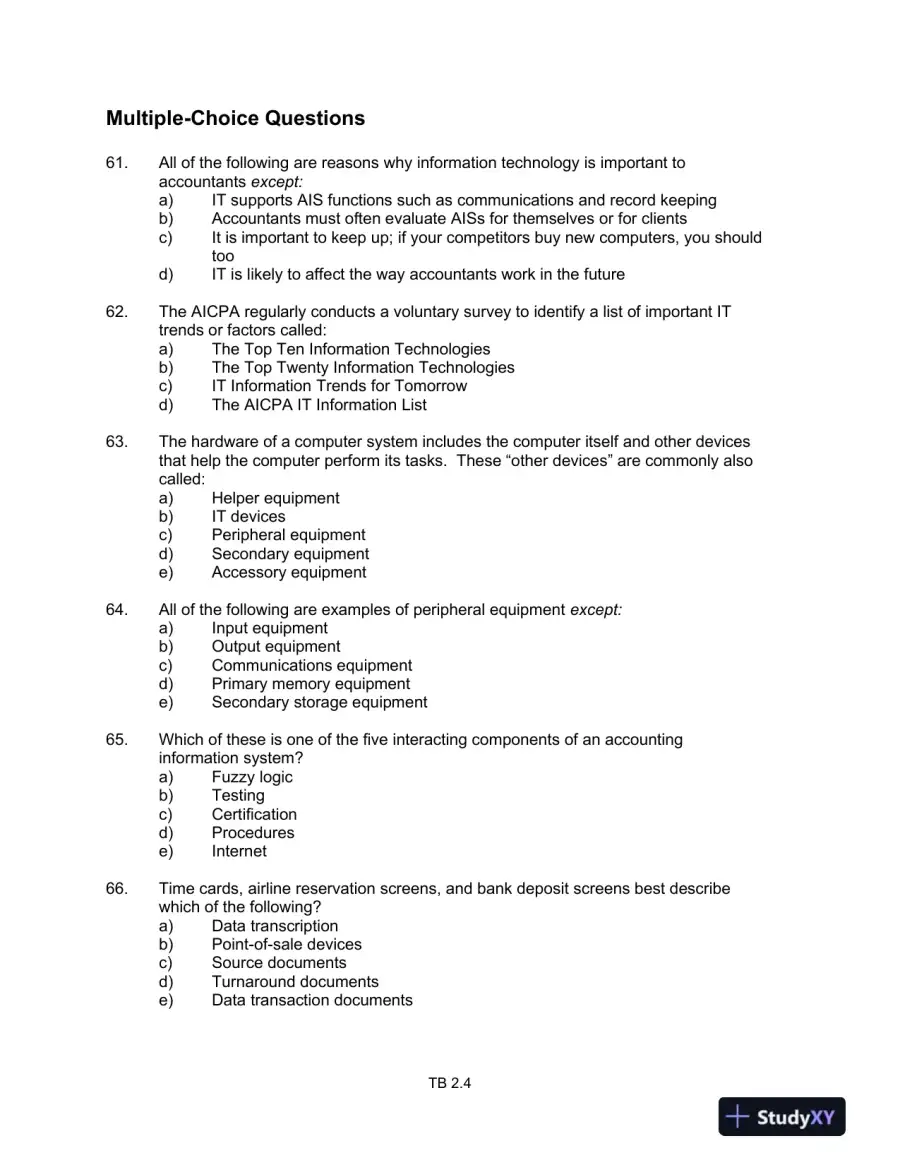 Test Bank For Core Concepts Of Accounting Information Systems, 12th Edition, page 5