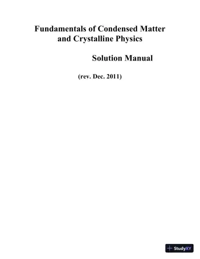 Solution Manual for Fundamentals of Condensed Matter and Crystalline Physics: An Introduction for Students of Physics and Materials Science, 1st Edition - Page 1 preview image