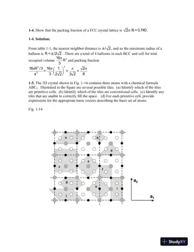 Solution Manual for Fundamentals of Condensed Matter and Crystalline Physics: An Introduction for Students of Physics and Materials Science, 1st Edition - Page 4 preview image