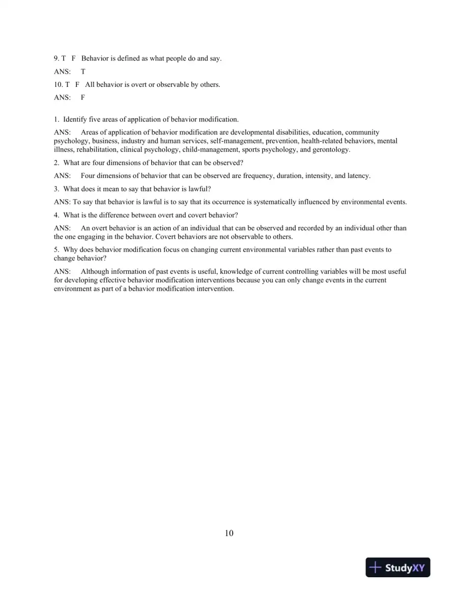 Solution Manual for Behavior Modification: Principles and Procedures, 6th Edition, page 15