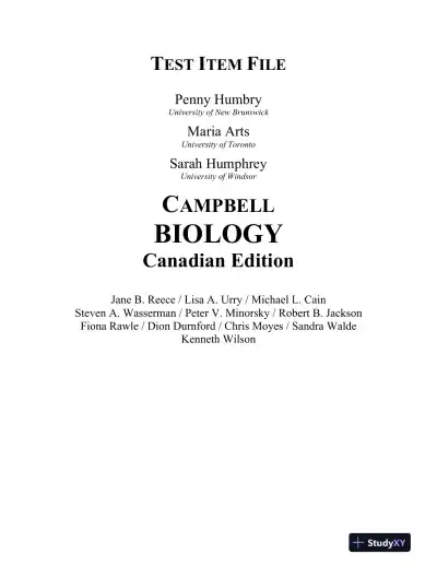 Test Bank For Campbell Biology, First Canadian Edition - Page 1 preview image