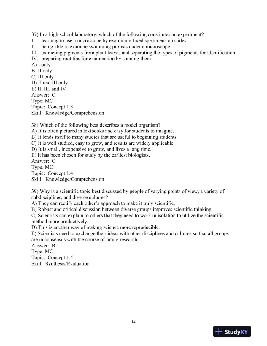 Test Bank For Campbell Biology, First Canadian Edition, page 16