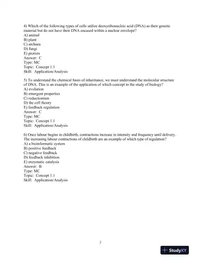Test Bank For Campbell Biology, First Canadian Edition - Page 6 preview image