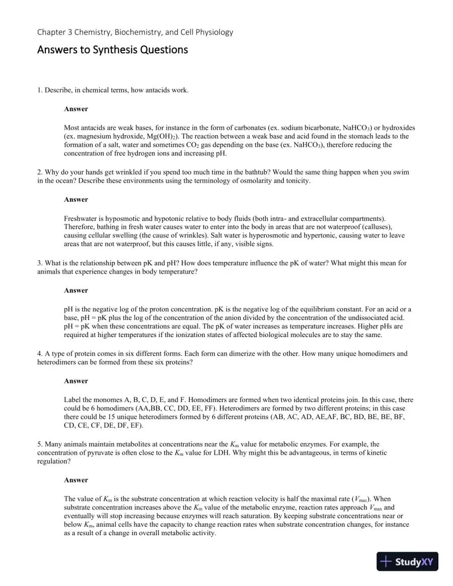 Solution Manual for Principles of Animal Physiology, 3rd Edition, page 26
