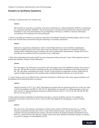 Solution Manual for Principles of Animal Physiology, 3rd Edition - Page 26 preview image
