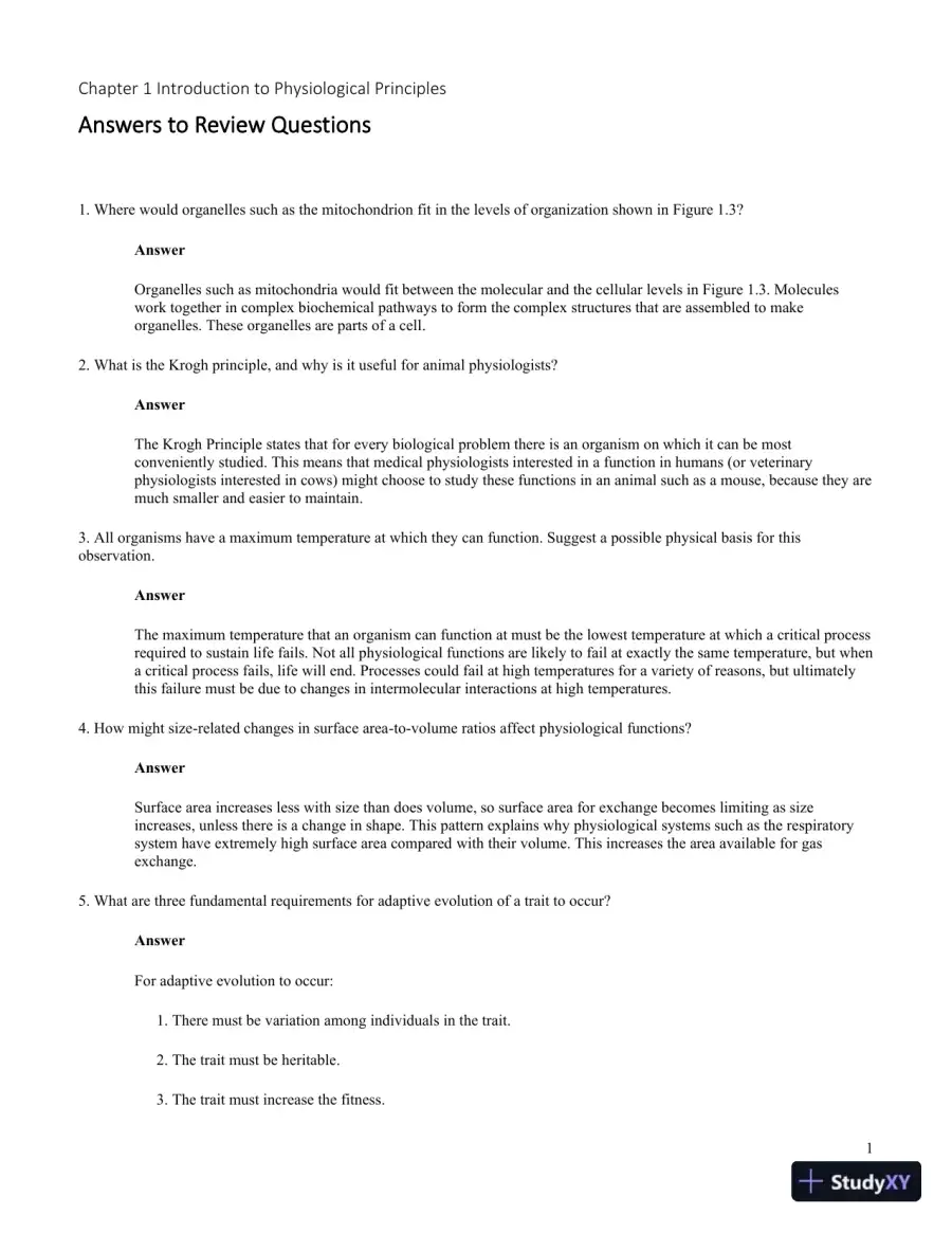 Solution Manual for Principles of Animal Physiology, 3rd Edition, page 5