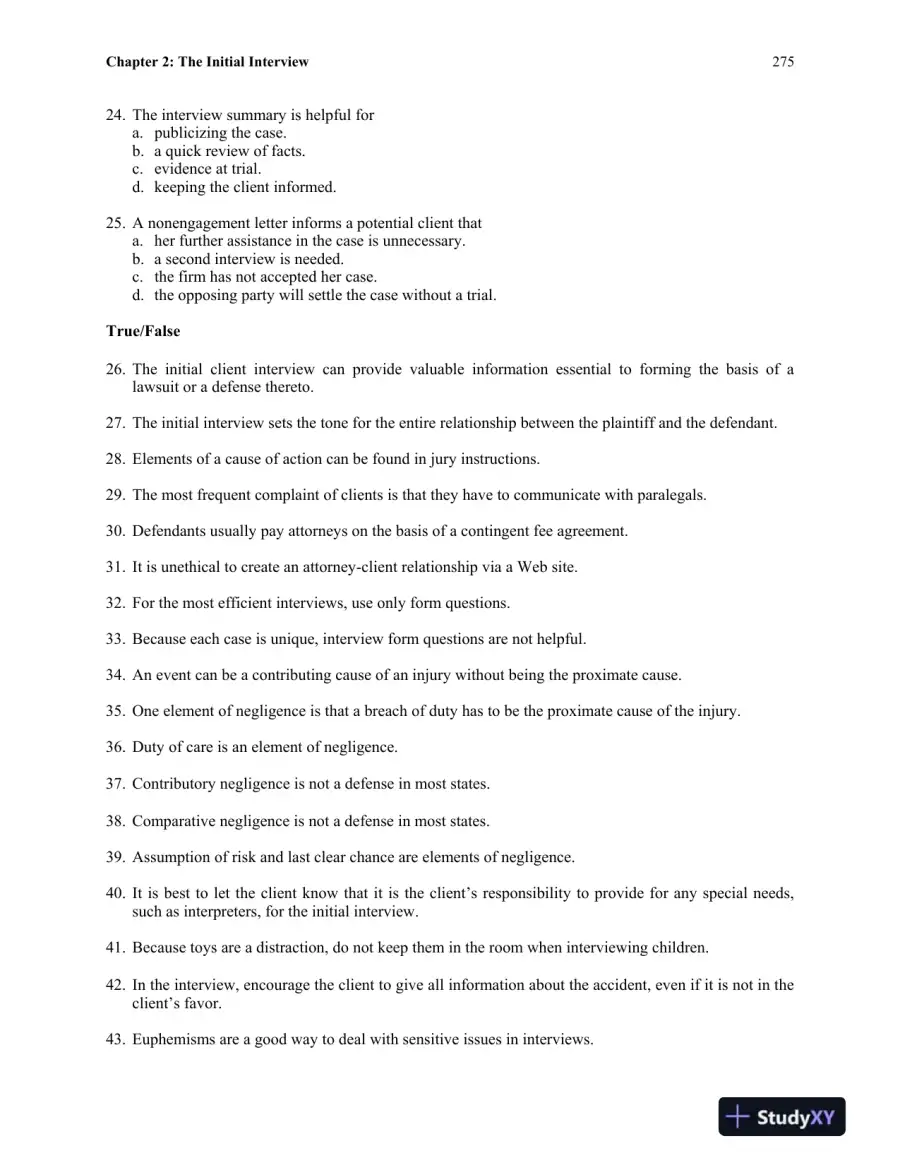 Test Bank for The Litigation Paralegal: A Systems Approach , 6th Edition, page 12
