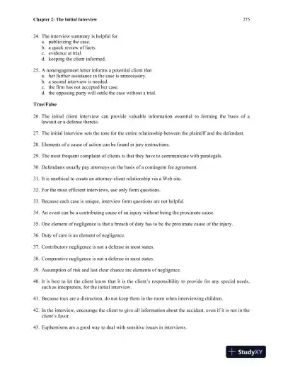 Test Bank for The Litigation Paralegal: A Systems Approach , 6th Edition - Page 12 preview image