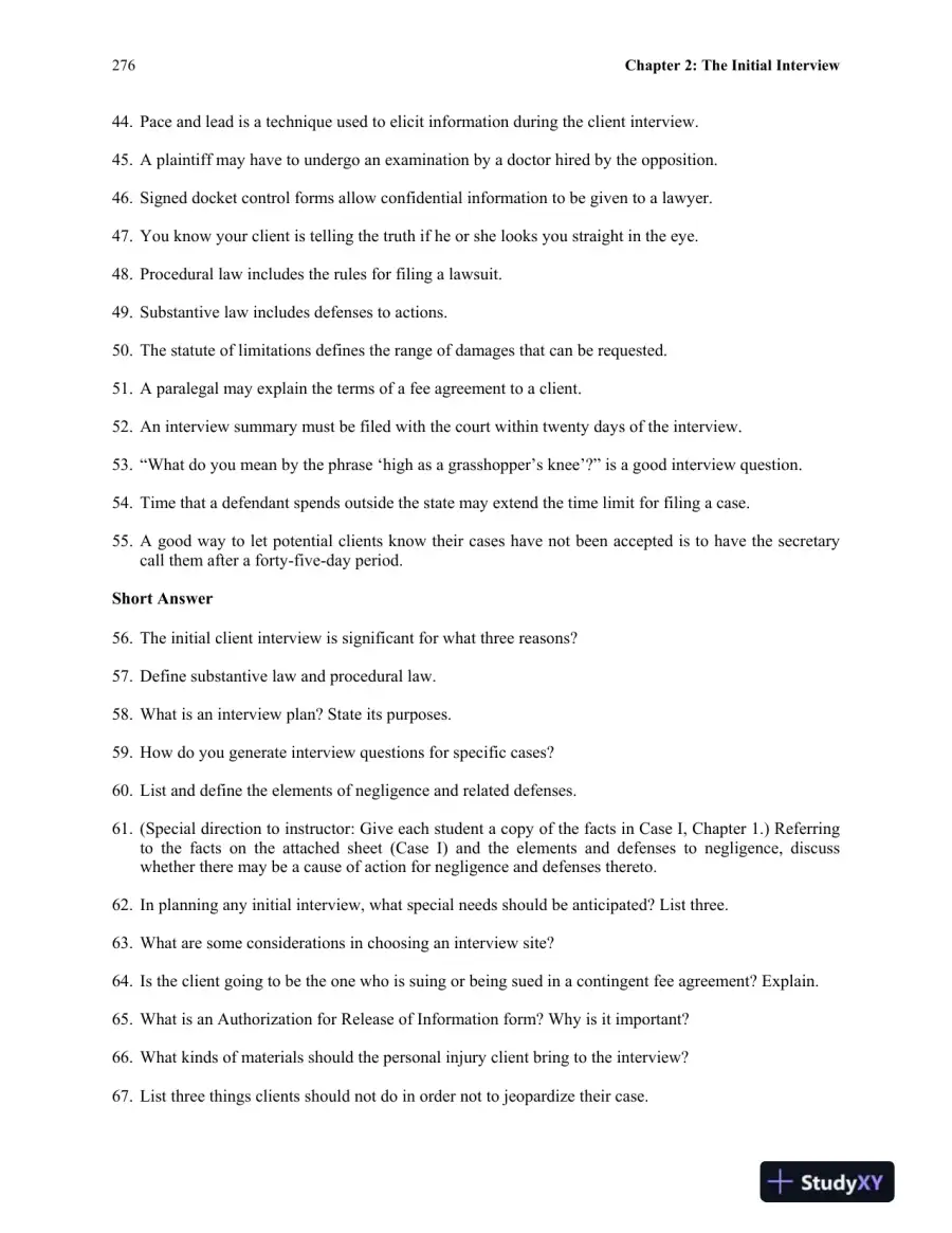 Test Bank for The Litigation Paralegal: A Systems Approach , 6th Edition, page 13