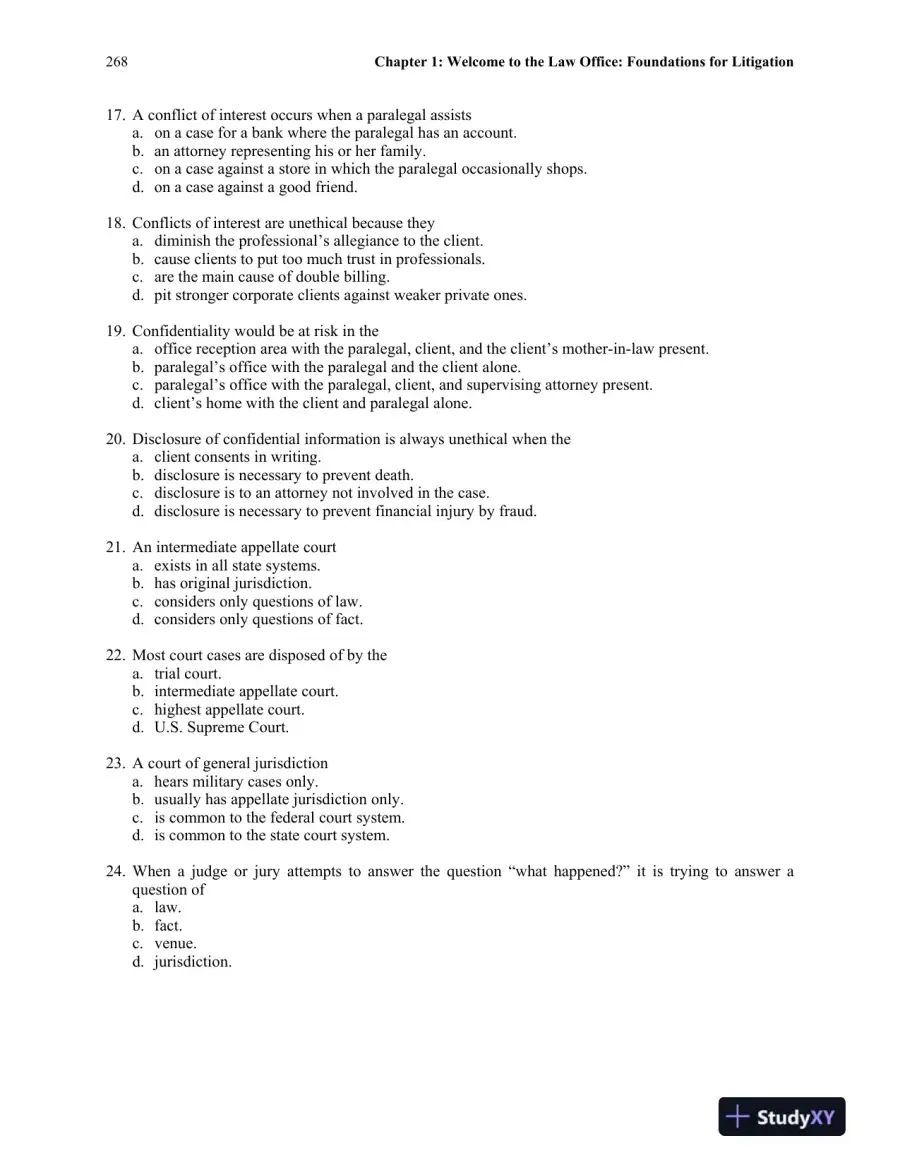 Test Bank for The Litigation Paralegal: A Systems Approach , 6th Edition, page 5