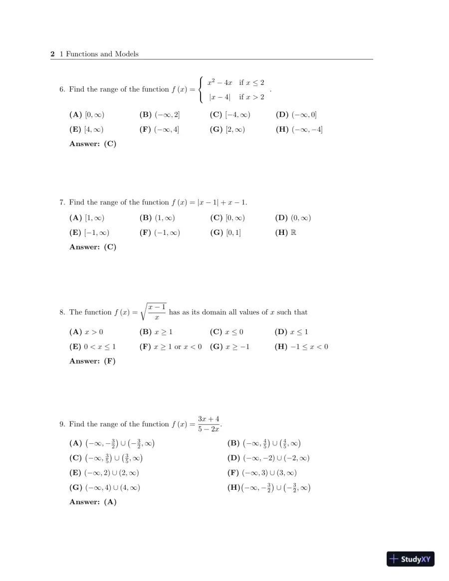 Test Bank for Calculus: Concepts and Contexts, Enhanced 4th Edition, page 10