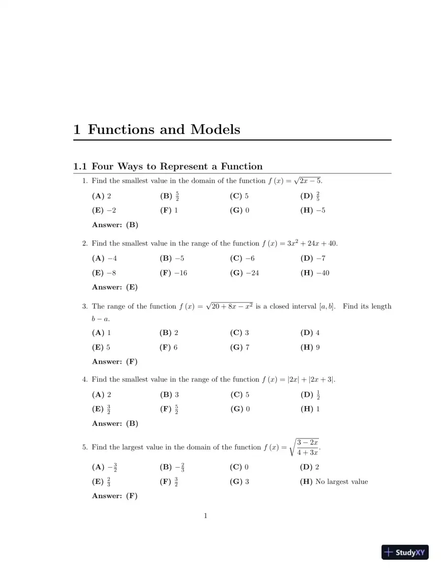 Test Bank for Calculus: Concepts and Contexts, Enhanced 4th Edition, page 9
