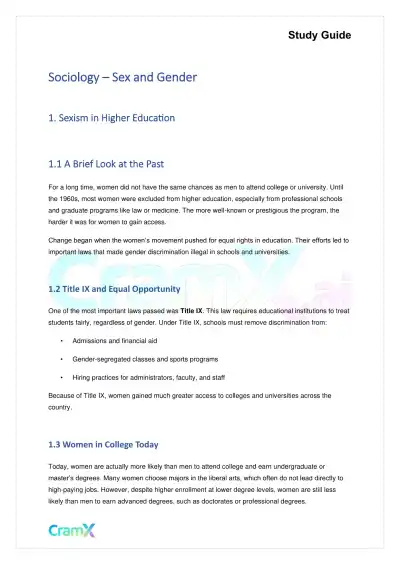 Sociology - Sex and Gender - Page 1 preview image