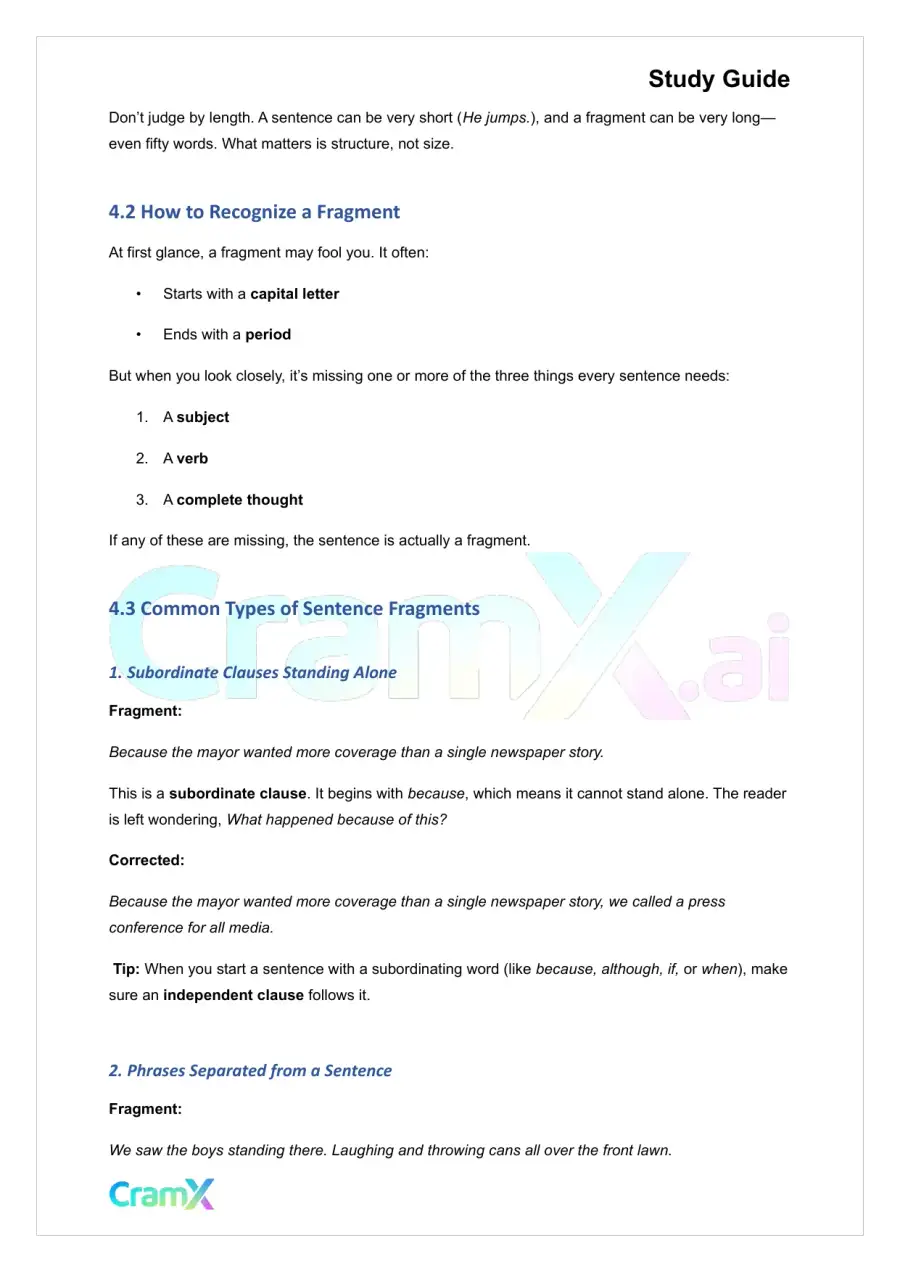 Grammar - Common Sentence Errors, page 10