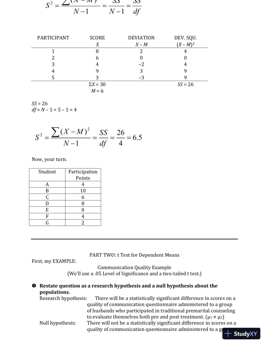 Statistical Analysis And Hypothesis Testing: t Tests For Dependent And Independent Means, page 3