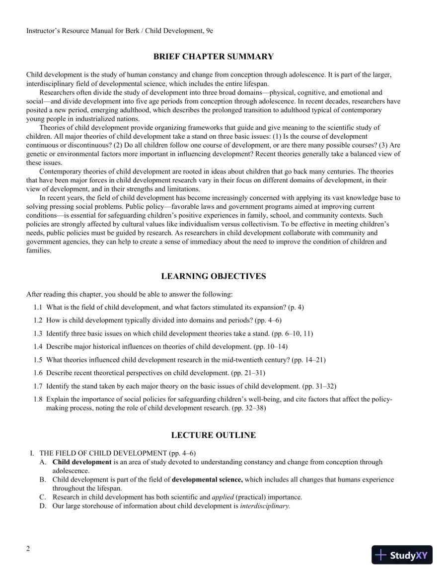 Lecture Notes for Child Development, 9th Edition, page 14