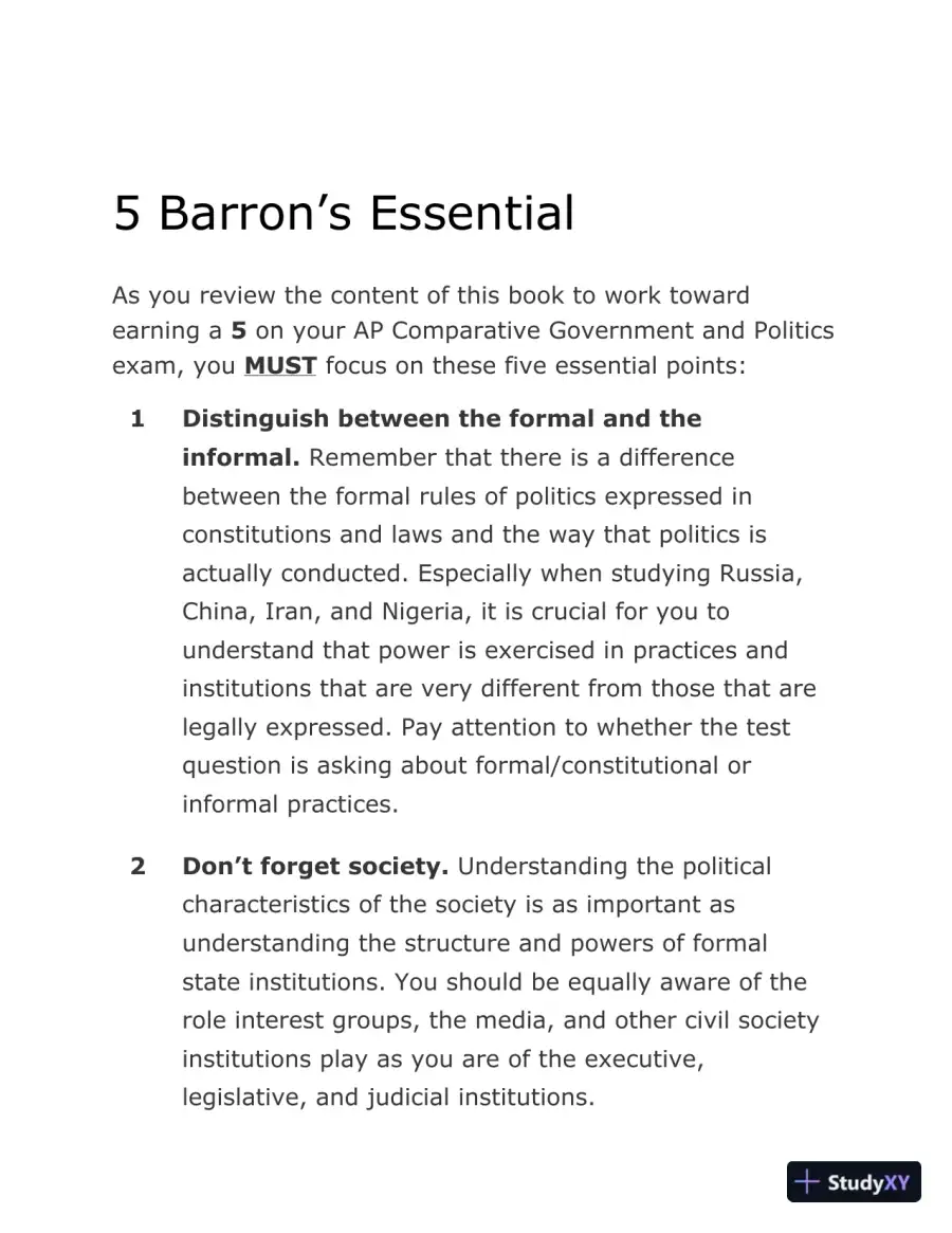 AP Comparative Government and Politics: With 3 Practice Tests, 3rd Edition (2020), page 13