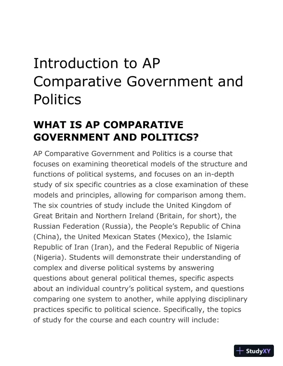 AP Comparative Government and Politics: With 3 Practice Tests, 3rd Edition (2020), page 15