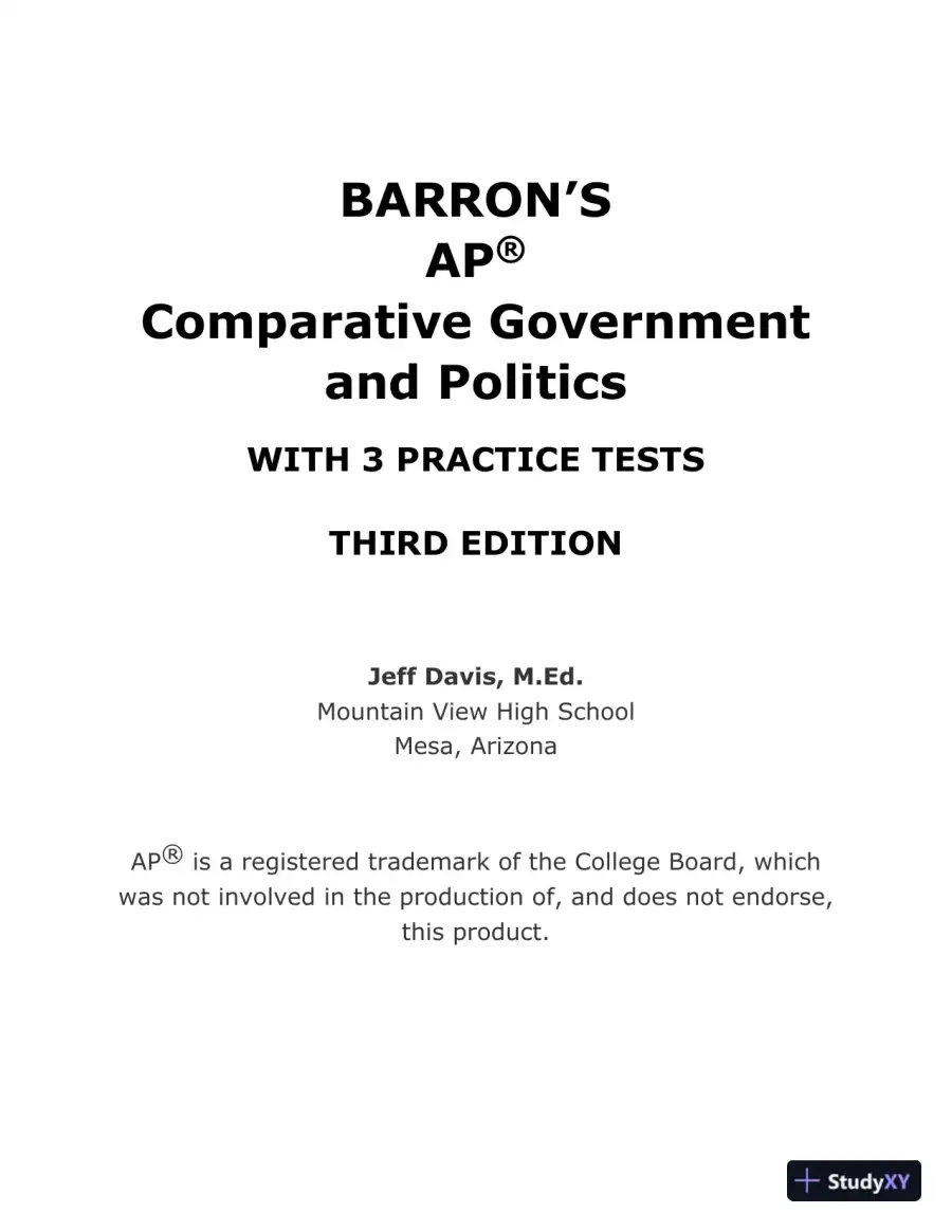 AP Comparative Government and Politics: With 3 Practice Tests, 3rd Edition (2020), page 4