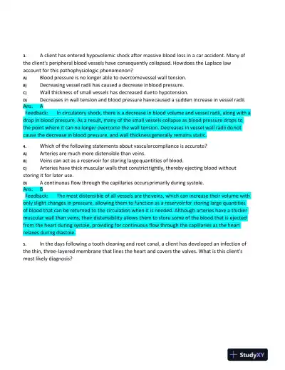 2020 HESI Advanced Pathophysiology Practice Exam With Answers (100 Solved Questions) - Page 3 preview image