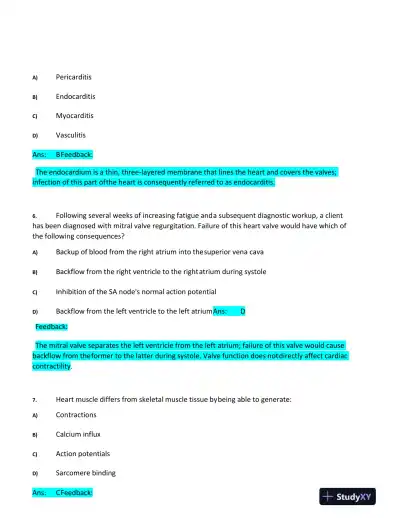 2020 HESI Advanced Pathophysiology Practice Exam With Answers (100 Solved Questions) - Page 4 preview image