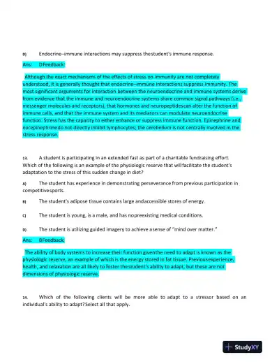 2020 HESI Advanced Pathophysiology Practice Exam With Answers (100 Solved Questions) - Page 9 preview image