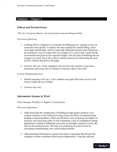 Principles Of Information Systems, 10th Edition Solution Manual - Page 11 preview image