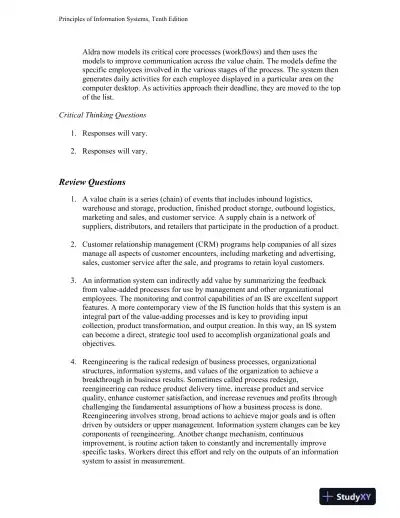 Principles Of Information Systems, 10th Edition Solution Manual - Page 12 preview image