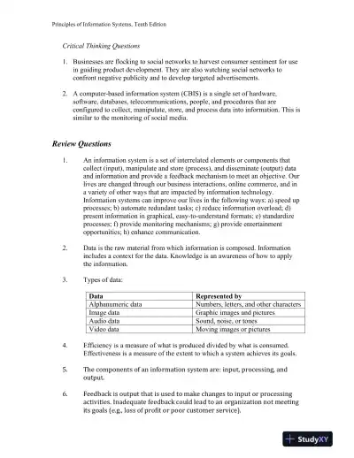 Principles Of Information Systems, 10th Edition Solution Manual - Page 3 preview image