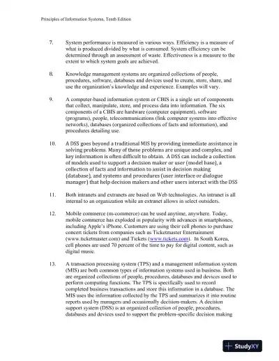 Principles Of Information Systems, 10th Edition Solution Manual - Page 4 preview image