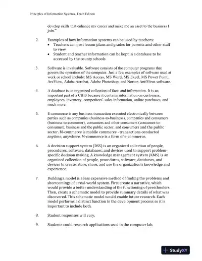 Principles Of Information Systems, 10th Edition Solution Manual - Page 6 preview image