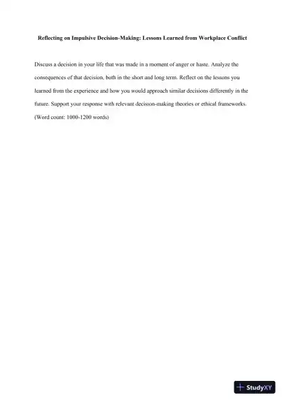 Reflecting On Impulsive Decision-Making: Lessons Learned From Workplace Conflict - Page 1 preview image