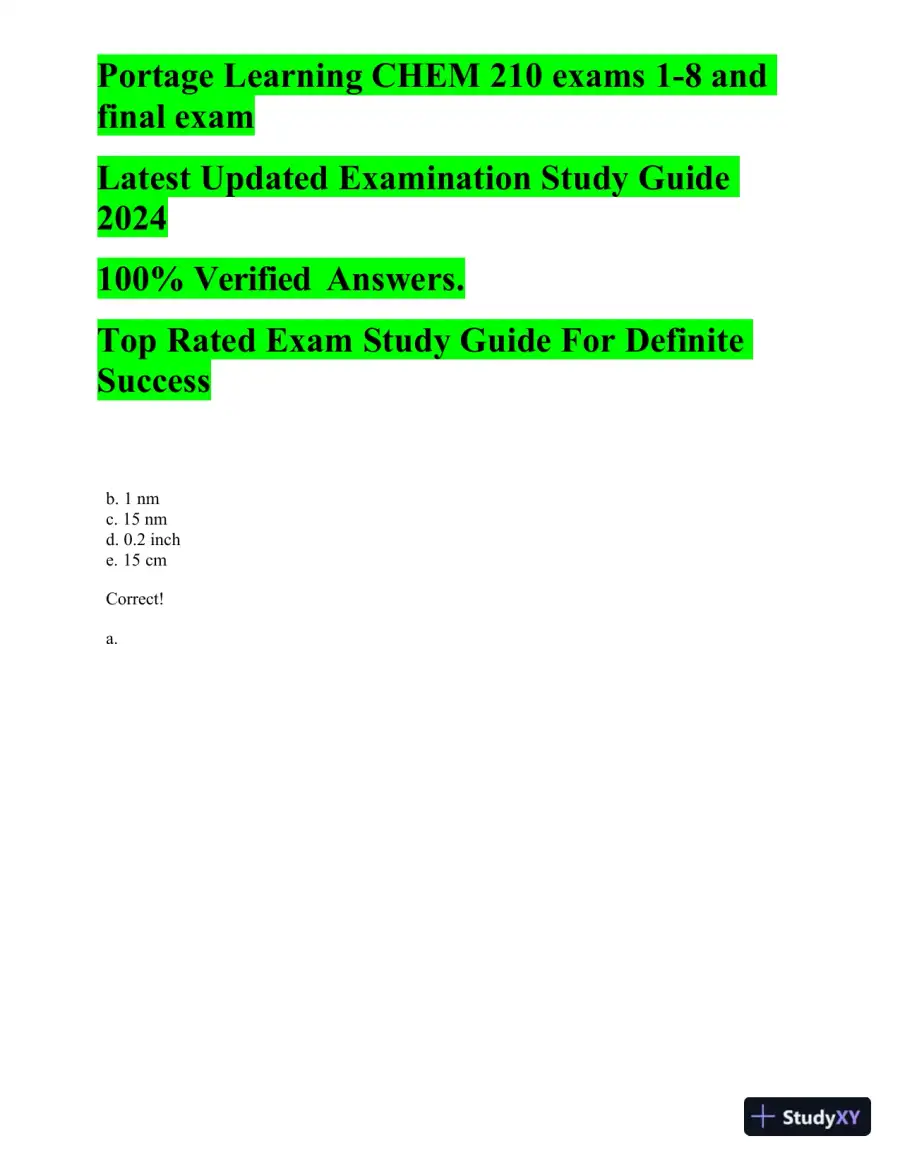 CHEM210 Portage Learning Final Exam with Answers (267 Solved Questions), page 13