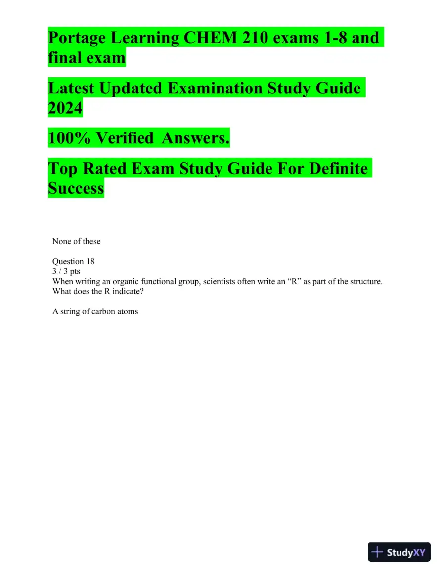 CHEM210 Portage Learning Final Exam with Answers (267 Solved Questions), page 15