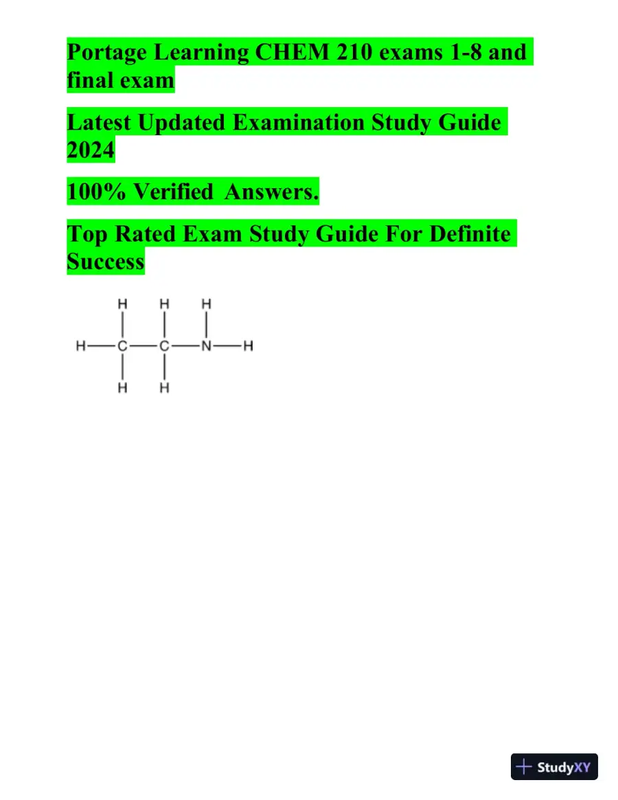 CHEM210 Portage Learning Final Exam with Answers (267 Solved Questions), page 3