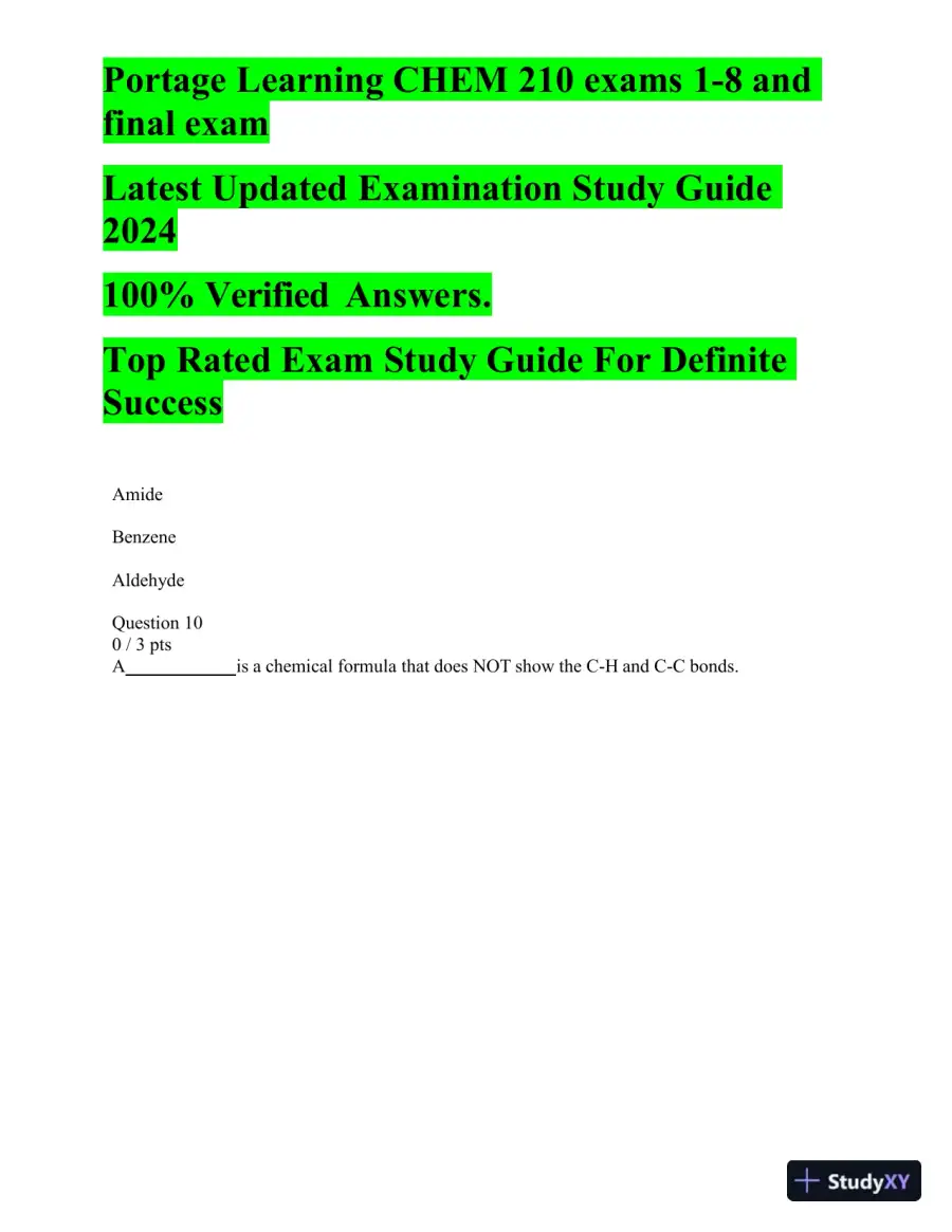 CHEM210 Portage Learning Final Exam with Answers (267 Solved Questions), page 9