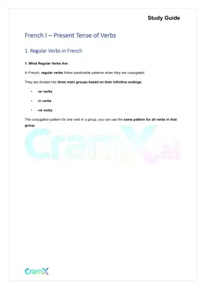 French I - Present Tense of Verbs - Page 1 preview image