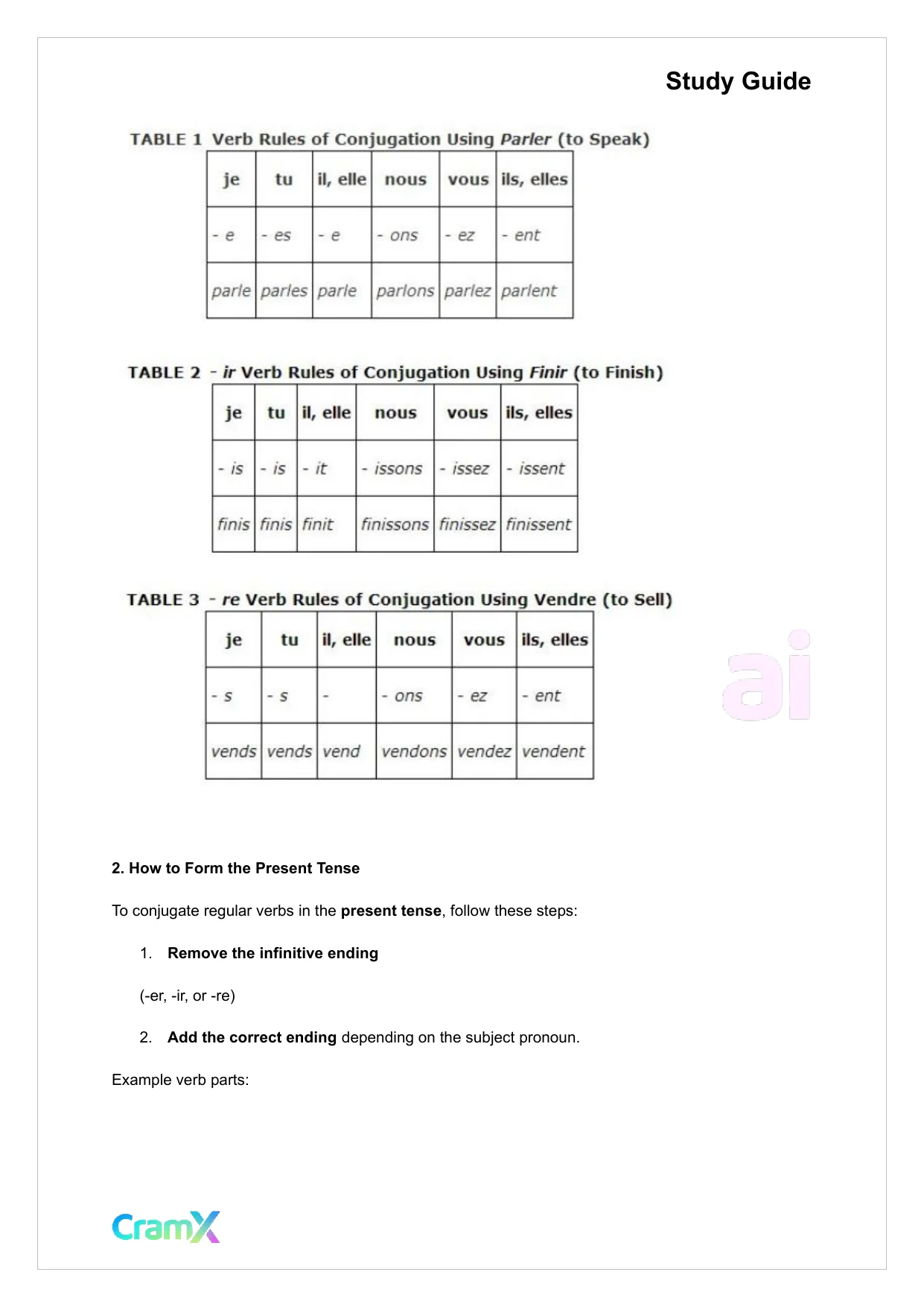 French I - Present Tense of Verbs - Page 2 preview image